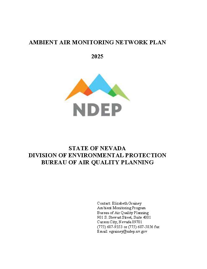 2025 NDEP Air Monitoring Network Plan Cover Sheet