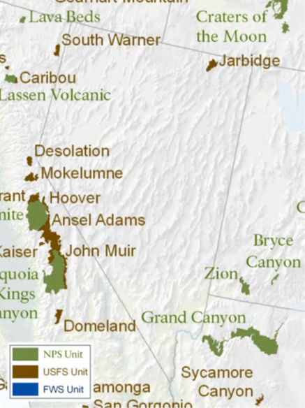 Class I Wilderness Areas in and near Nevada