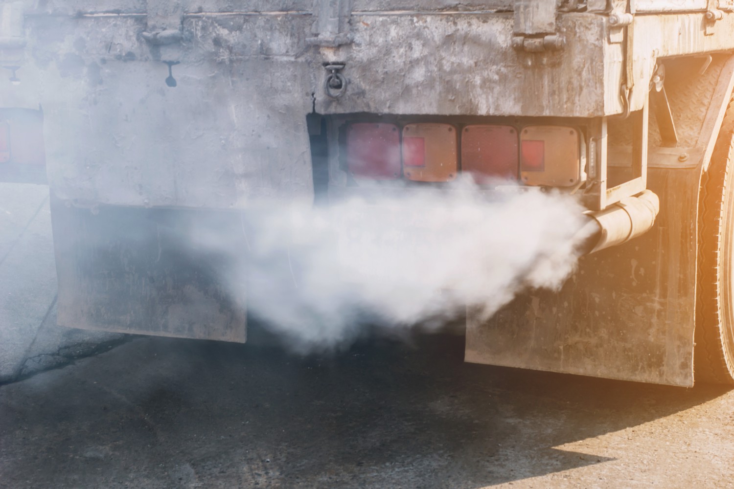 Image of exhaust from a tailpipe of a truck