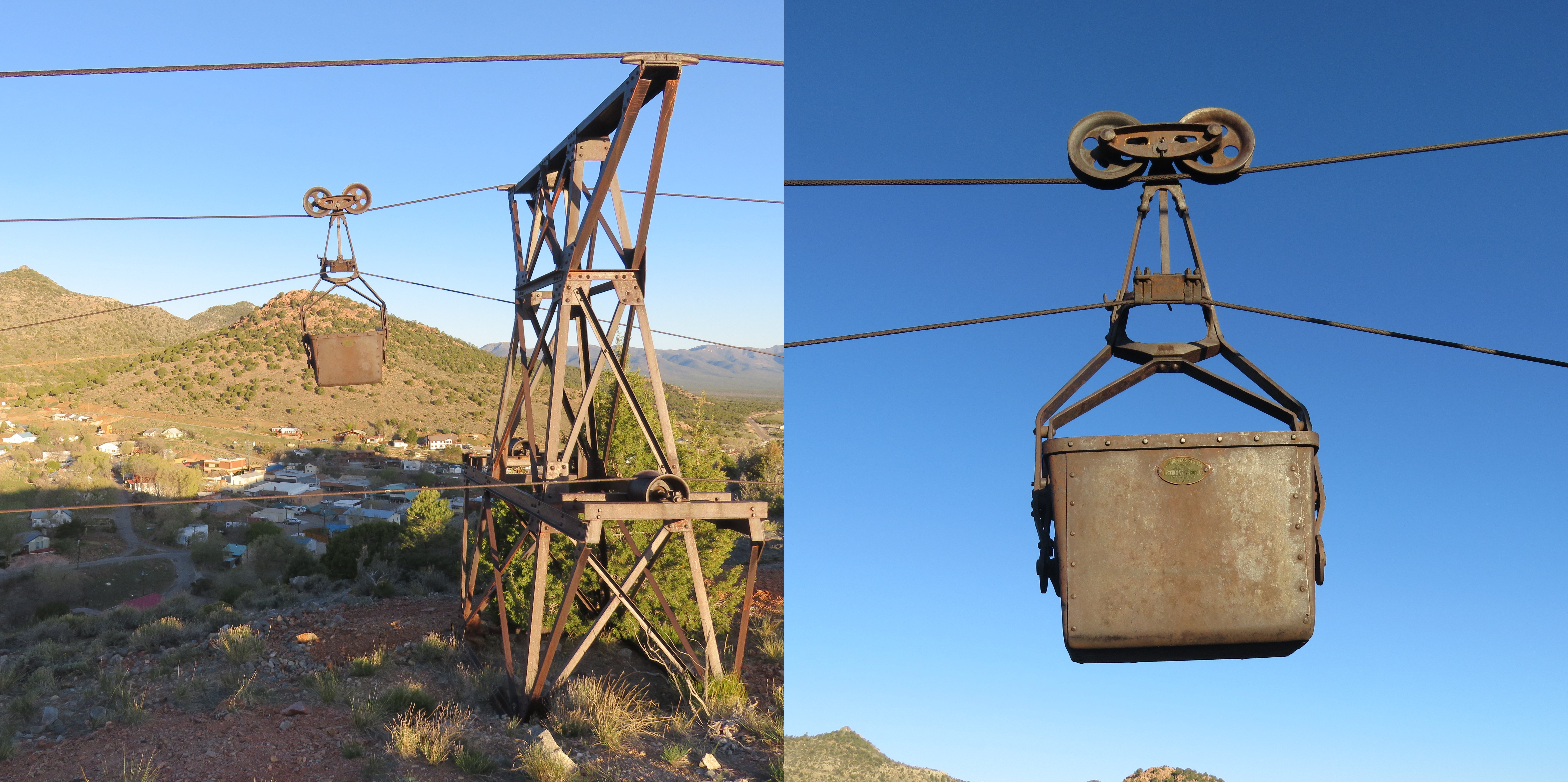 Ore aerial tramway and ore bucket system was built in 1920 and operated until the early 1930s in Pioche, Lincoln